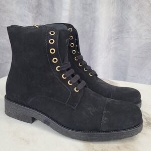 ORO Los Angeles Cap Toe Combat Black Crepe Suede Lace Up Zip Boots Men's Size 7